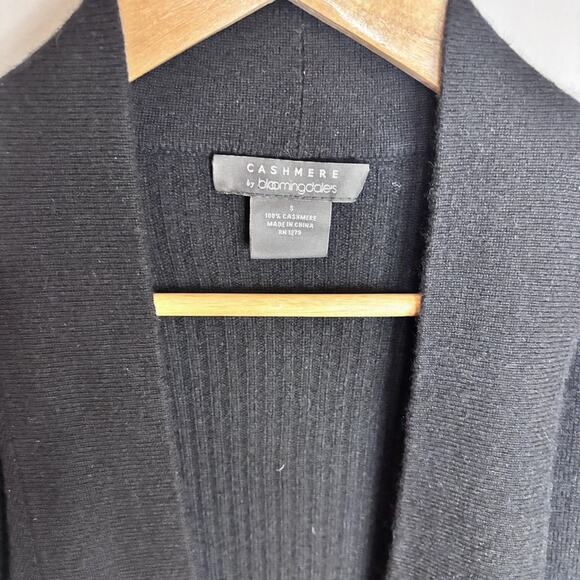 Bloomingdale’s 100% Cashmere Open Front Cardigan Womens S Sweater Black Capsule - Picture 2 of 7